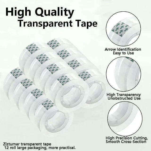 Alt view image 5 of 6 - 12 Rolls Clear Tape Refills, 3/4 x 1000in, 1in Core, Gift Packaging Tape for Office, Home, School
