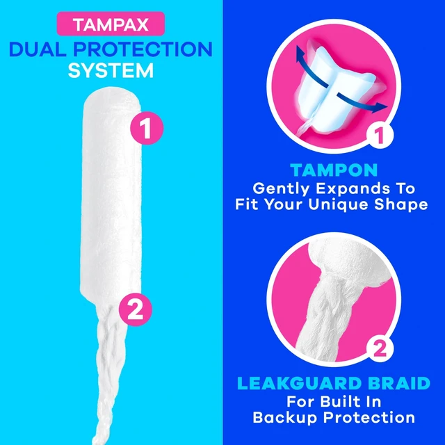 Alt view image 7 of 7 - Tampax Starter Kit Multipack, Regular/Super Absorbency, Unscented, with LeakGuard Braid, Easy First Tampon Trial, 12 Count