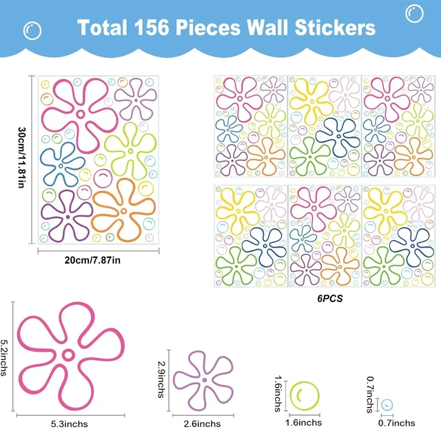 Alt view image 2 of 7 - 156PCS Under The Sea Wall Decals Colorful Bubble & Flower Stickers for Kids Room, Bathroom, Windows, Laptop, Birthday Party Decor 6 Sheets 30x20cm, Static Cling, Removable, Ocean Theme