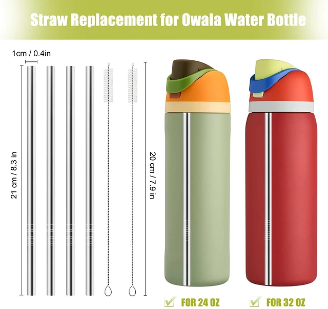 Alt view image 2 of 6 - Owala Water Bottle 24oz 32oz Stainless Steel Straw Replacement, 4pcs with 2 Straw Cleaners