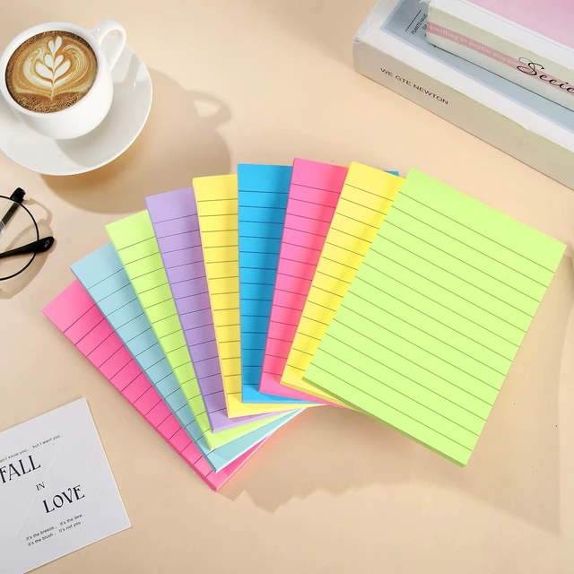 Alt view image 4 of 7 - 12 Pack Lined Self-Stick Notes 4x6 in Bright Colors, Bulk Sticky Note Pads for School Office Meeting