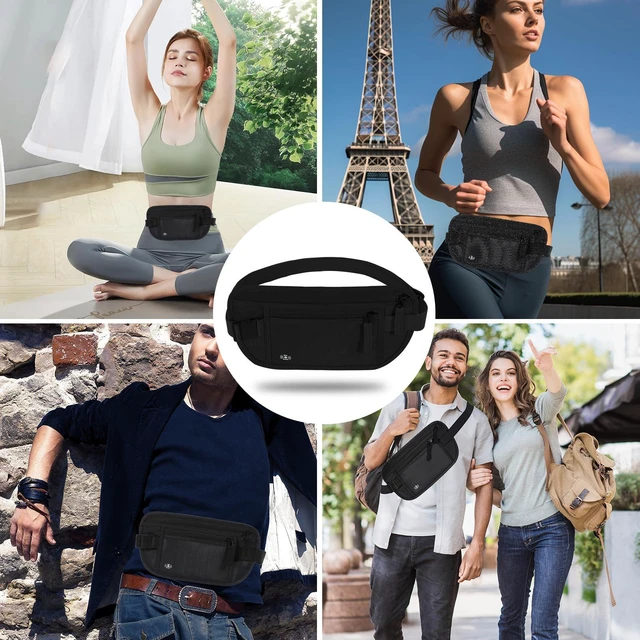 Alt view image 5 of 6 - RFID Blocking Hidden Money Belt with Passport Holder for Travel, Black