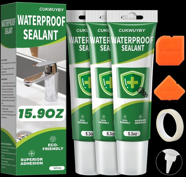 Main image of Silicone Caulk 15.9Fl Oz 3-Pack (5.3Fl Oz Each) Squeeze Tube Waterproof