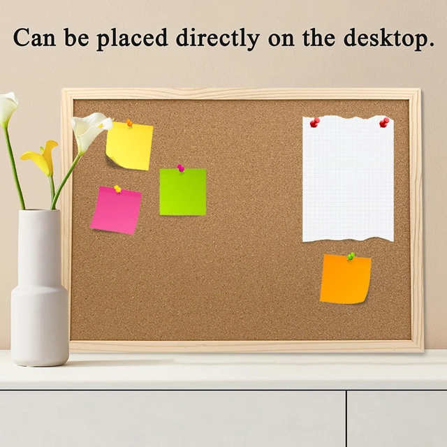 Alt view image 5 of 7 - 2 Pack Cork Bulletin Board, 15.7"x11.81", Oak Wood Finish Frame, for Wall Office Home School, with Pins, Eye Bolts, Gaskets, Screws
