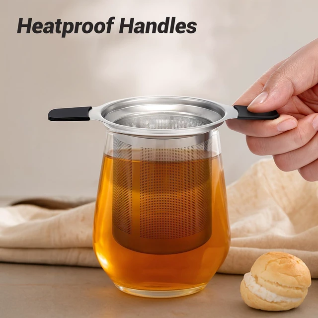 Alt view image 5 of 7 - Tifanso Fine Mesh Stainless Steel Reusable Tea Infuser with Double Handles