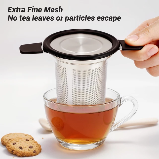 Alt view image 7 of 7 - Tifanso Fine Mesh Stainless Steel Reusable Tea Infuser with Double Handles