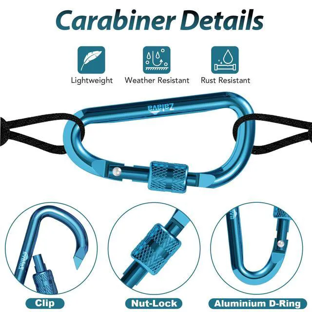 Alt view image 2 of 6 - 6PCS Aluminum D-Clip Carabiner Keychain, 2 Inch with Hook