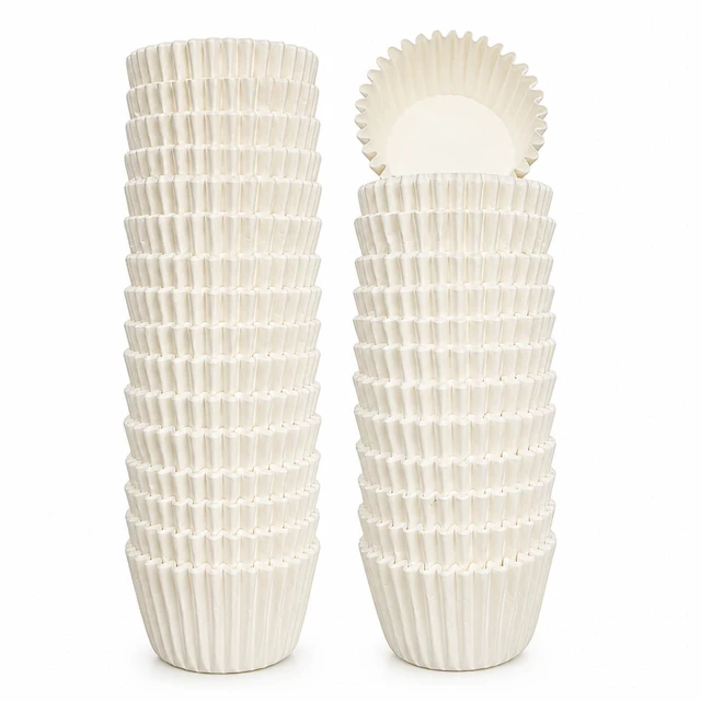 Main image of 500 Count White Mini Cupcake Liners, Non-stick Food-grade Greaseproof Parchment Muffin Liners for Baking, Cupcakes, Muffins, Nuts