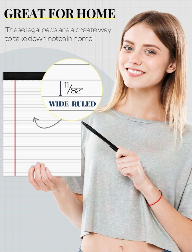 Alt view image 4 of 6 - Legal Pads 8.5 x 11 White Note Pads, 2 Pack
