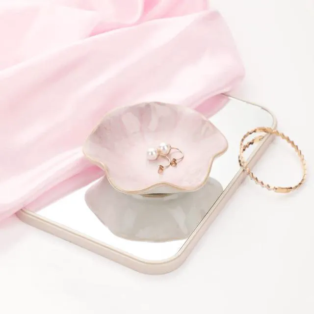 Alt view image 4 of 6 - Binoster Ceramic Leaf Jewelry Dish, Pink Key Tray, Small Ring Dish, Trinket Tray, Nightstand Decor