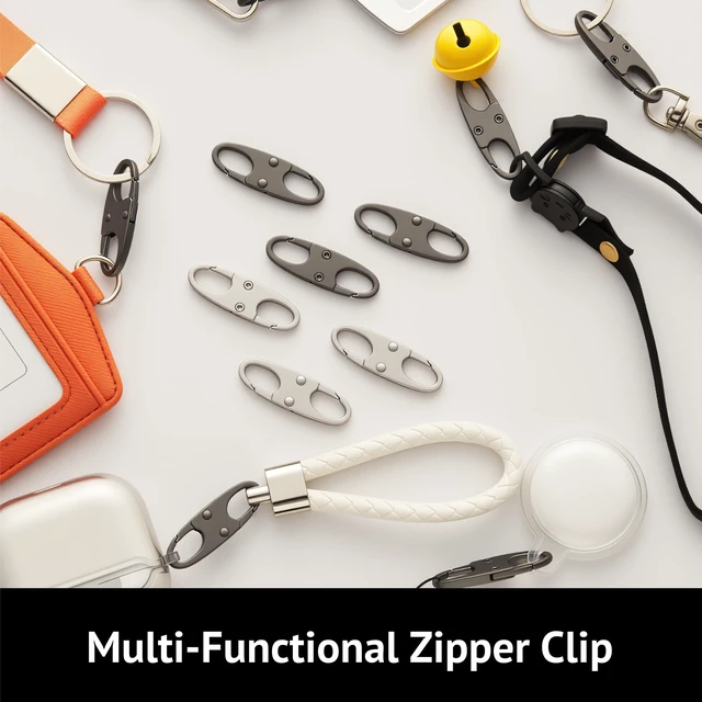 Alt view image 4 of 6 - Zelin Anti Theft Zipper Clips Carabiner Travel Essentials 4Pcs Grey
