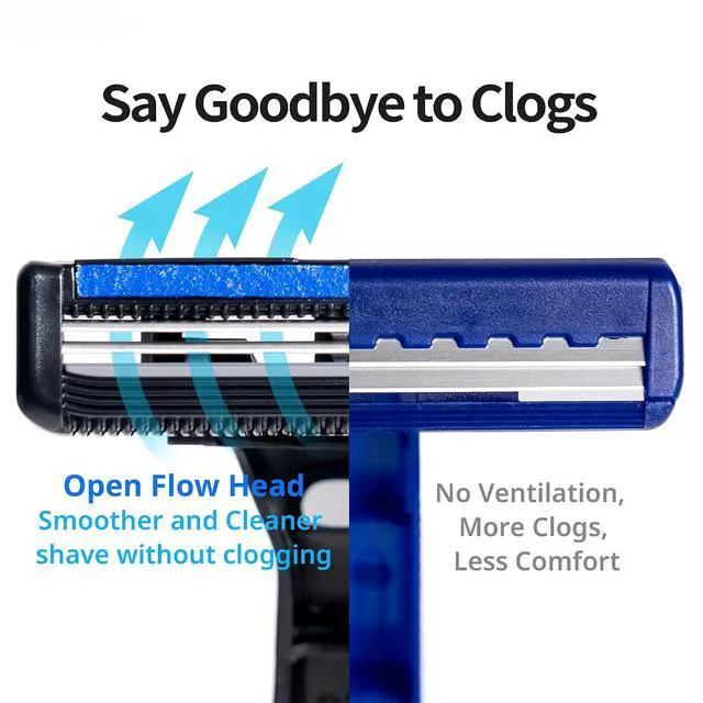 Alt view image 6 of 7 - Dorco Pace 2 Disposable Razors for Men, 30ct, 2-Blade, Open-Flow, Lubricating Strip, for Travel and Everyday Use