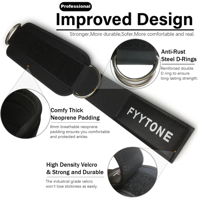 Alt view image 3 of 6 - Ankle Strap (Pair) for Cable Machine, Kickbacks, Leg Extensions, Lower Body Exercises, Glute Workouts, Booty Hip Abductors, Home & Gym