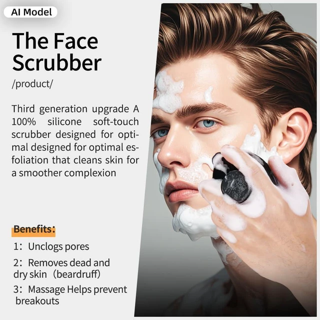 Alt view image 6 of 6 - Silicone Face Scrubber Third Generation Upgraded 1262 Soft Bristle Manual Cleansing Brush for Men and Women for All Skin Types Black Large