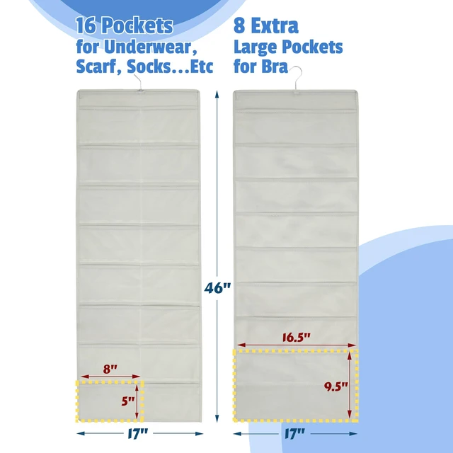 Alt view image 2 of 5 - Simple Houseware 24-Pocket Double-Sided Hanging Closet Organizer