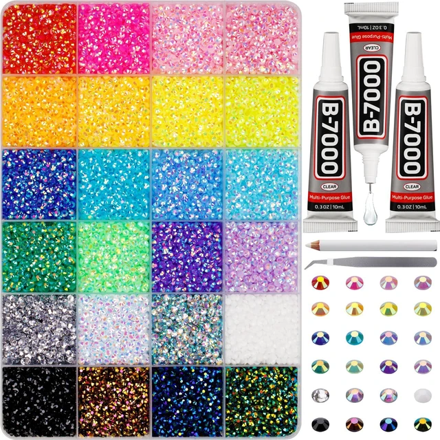 Main image of 35000Pcs 3mm Rhinestones Jelly Gems Flatback Resin Bedazzling Kit