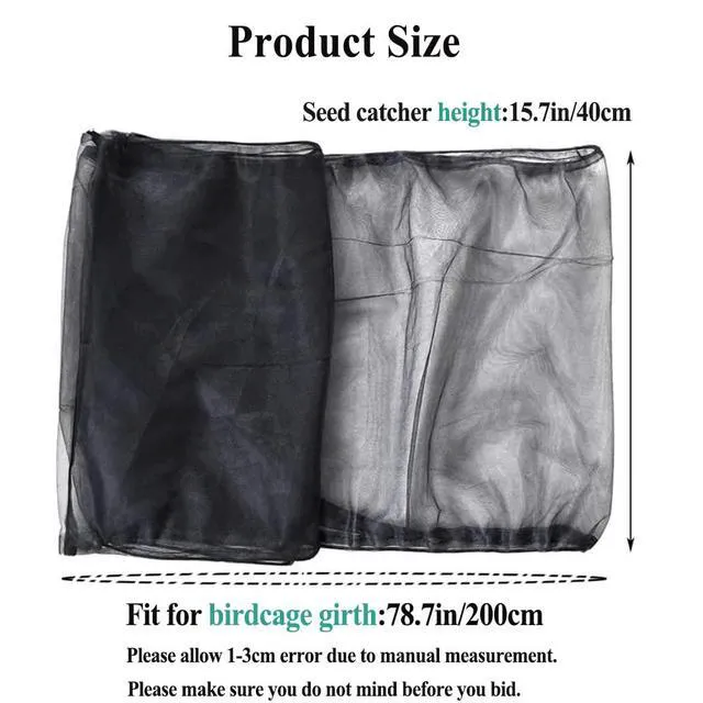 Alt view image 4 of 6 - ASOCEA Bird Cage Seed Catcher Universal Adjustable Nylon Mesh Netting Skirt for Round Square Cages, Black 78.7Inch