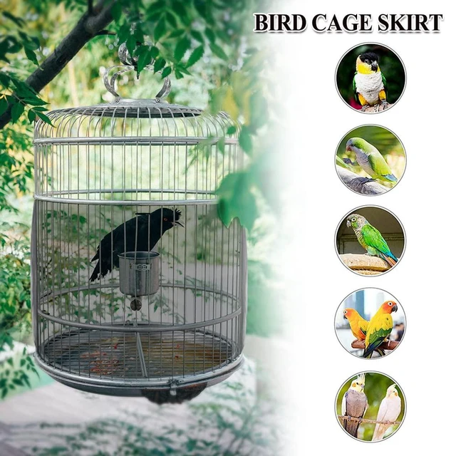 Alt view image 5 of 6 - ASOCEA Bird Cage Seed Catcher Universal Adjustable Nylon Mesh Netting Skirt for Round Square Cages, Black 78.7Inch