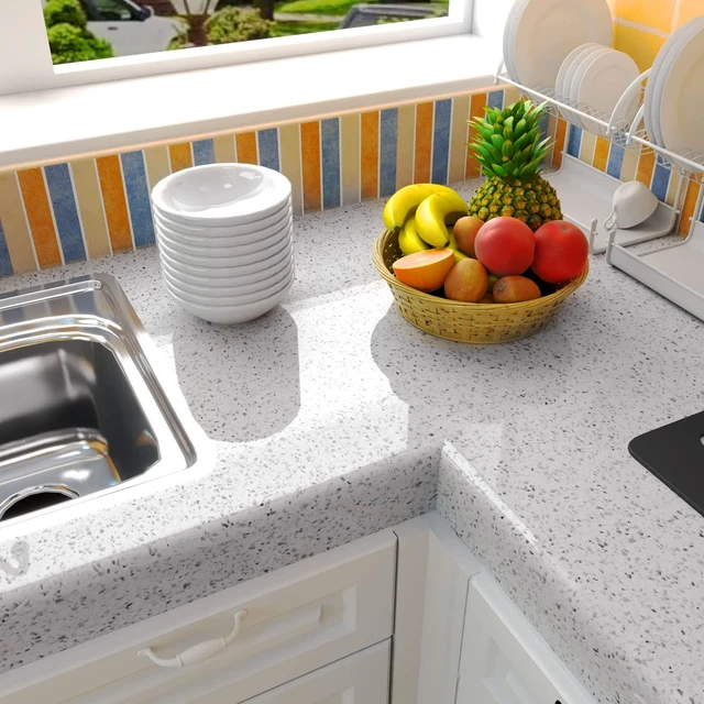 Alt view image 2 of 6 - MelunMer White Marble Contact Paper 15.7" x 118" for Countertops