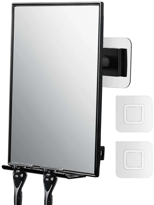 Main image of LFOYOU Shower Mirror with Squeegee, 360 Rotation Adjustable, Built-in Two Razor Holders, Easy Install Bathroom Accessory (Not Fogless)