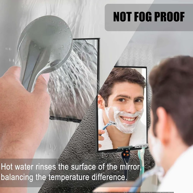 Alt view image 2 of 7 - LFOYOU Shower Mirror with Squeegee, 360 Rotation Adjustable, Built-in Two Razor Holders, Easy Install Bathroom Accessory (Not Fogless)