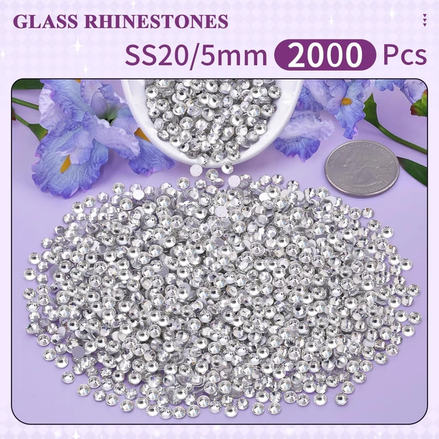 Alt view image 4 of 6 - SS20/5mm Crystal Glass Rhinestones, 2000PCS, Clear, for Bedazzling