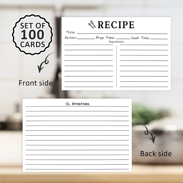 Alt view image 5 of 7 - 100 Count 3x5 Double Sided Blank Recipe Cards, White, for Bridal Shower and Wedding