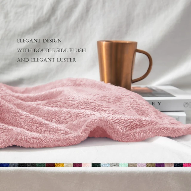 Alt view image 6 of 6 - Exclusivo Mezcla Fuzzy Large Fleece Throw Blanket, Dusty Pink