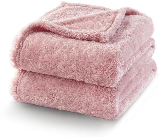 Alt view image 5 of 6 - Exclusivo Mezcla Fuzzy Large Fleece Throw Blanket, Dusty Pink