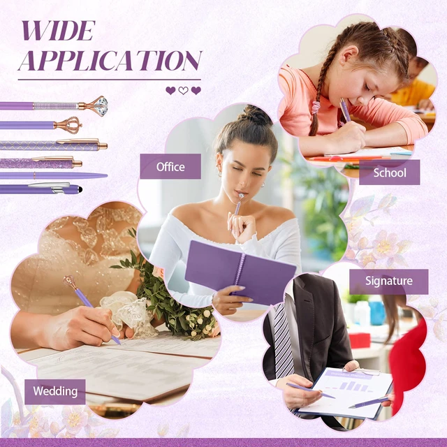Alt view image 2 of 6 - Qeeenar 6Pcs Fancy Ballpoint Pens Glitter Metal, Purple Series