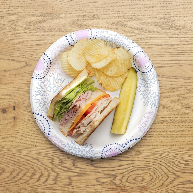 Alt view image 3 of 6 - Great Value 8.5-Inch Disposable Paper Plates, 100 Count, Soak-Proof and Microwave Safe