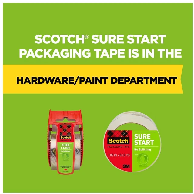 Alt view image 3 of 6 - Scotch Sure Start Packaging Tape, Clear, 1.88in x 54.6yd, 1 Roll