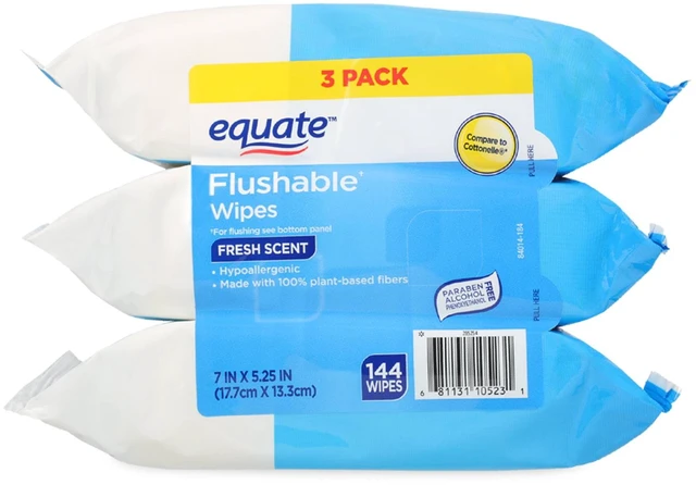 Alt view image 3 of 5 - Equate Flushable Wet Wipes, Fresh Scent, 144 Count, 3 Pack