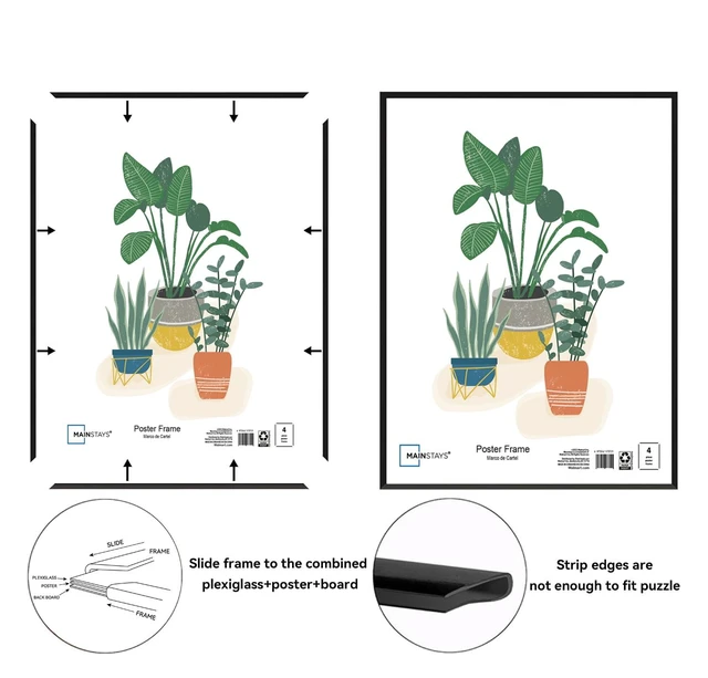 Alt view image 4 of 6 - Mainstays 27x40 Picture Frame, Black Flat Profile Wall Photo Frame