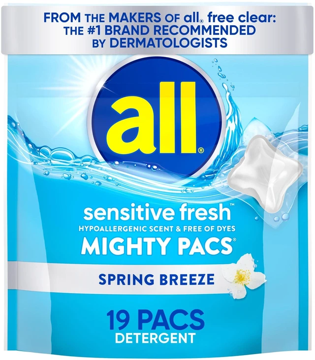 Main image of All Sensitive Fresh Mighty Pacs Spring Breeze Scented Laundry Detergent, 19 Count