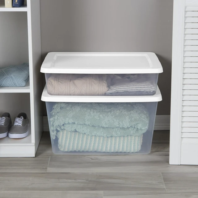 Alt view image 5 of 6 - Sterilite 28Qt Small Storage Bin Clear Plastic with Snap-On Lid White