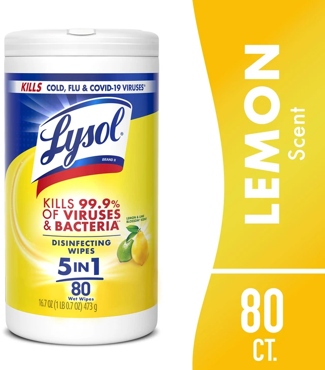 Main image of Lysol Disinfecting Wipes, Lemon & Lime Blossom, Multi Surface Antibacterial, 80 Count