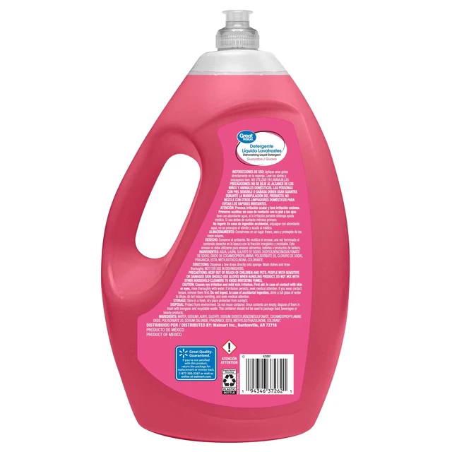 Alt view image 3 of 6 - Great Value Dishwashing Liquid Detergent, Guava, 90 fl oz