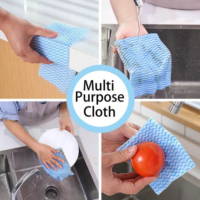 Alt view image 3 of 6 - Disposable Heavy Duty Multi-Purpose Cleaning Cloths, 7.87 x 15.75 Inches, 50 Counts/Pack, Blue