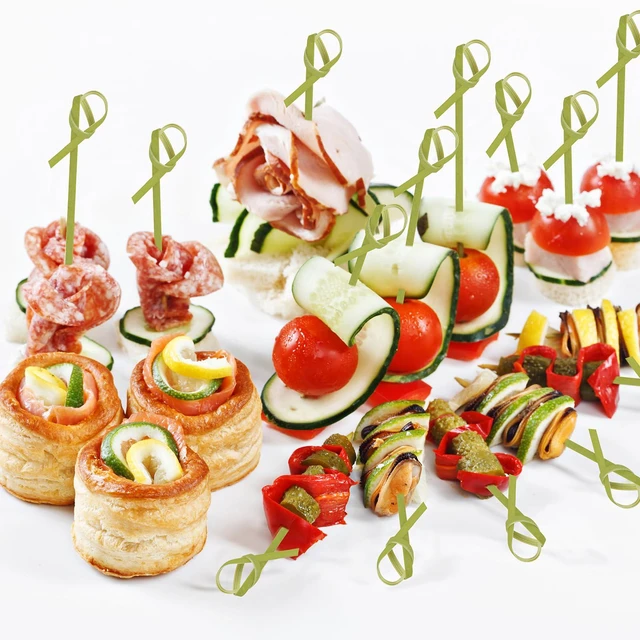 Alt view image 3 of 6 - JtmyAota 100 Pack Natural Bamboo Cocktail Picks, 4.7 Inch Skewers for Appetizers Cake Dessert Food Fruit Party Decorations