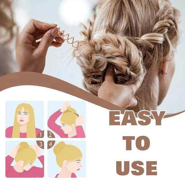 Alt view image 5 of 6 - 20pcs 2 Inch Rose Gold Spiral Hair Pins Bun Twister Non-Scratch Round Clip Bun Maker for Women