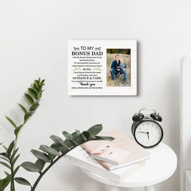 Alt view image 2 of 6 - Bonus Dad Photo Frame, 4x6 Inches, Stepdad Gift, Thank You for Loving Me as Your Own, Wall Art Tabletop Home Decor