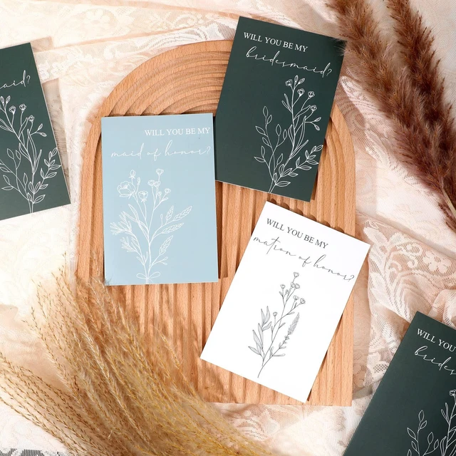 Alt view image 5 of 6 - Spakon 16 Pcs Bridesmaid Proposal Cards with Envelopes, Leaves, Flowers