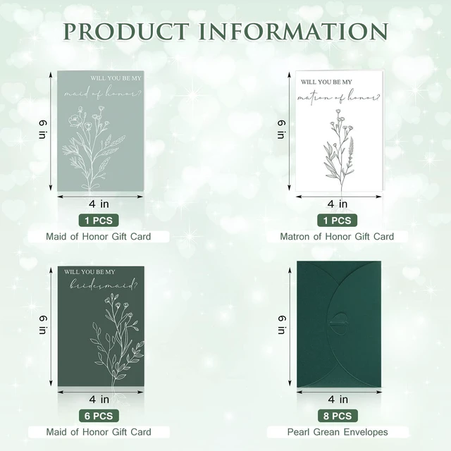 Alt view image 2 of 6 - Spakon 16 Pcs Bridesmaid Proposal Cards with Envelopes, Leaves, Flowers