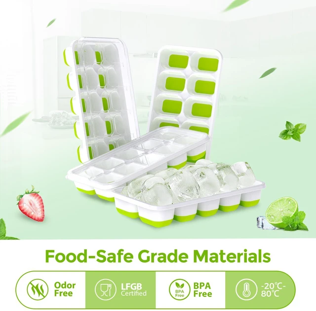 Alt view image 2 of 6 - DOQAUS 4 Pack Silicone Ice Cube Tray with Lids for Freezer