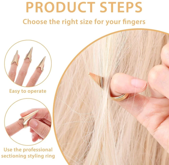 Alt view image 7 of 7 - Giantree 10Pcs Braiding Aid Hair Parting Rings, Nail Covers Back Scratcher, Sectioning Tool for Hair Braiding Supplies, Cosplay, Nail Art, Holiday Party (Gold+Silver)