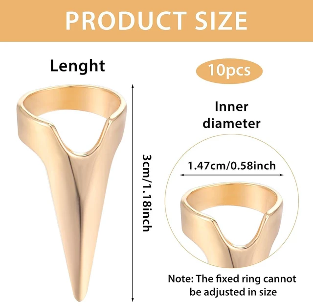 Alt view image 5 of 7 - Giantree 10Pcs Braiding Aid Hair Parting Rings, Nail Covers Back Scratcher, Sectioning Tool for Hair Braiding Supplies, Cosplay, Nail Art, Holiday Party (Gold+Silver)
