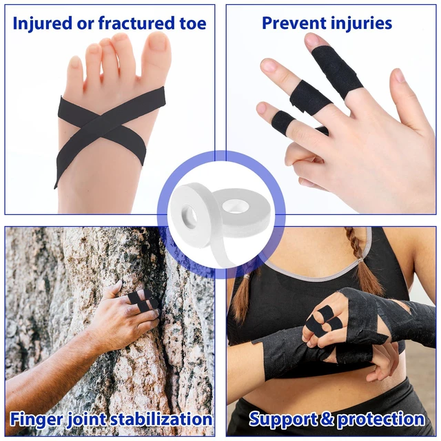 Alt view image 6 of 6 - 2 Rolls Extra Strong Adhesive Finger Tape, 0.6-Inch x 32-Feet, Athletic Tape for Fingers, Hands, & Toes, Rock Climbing, Football, Skin-Friendly, Black