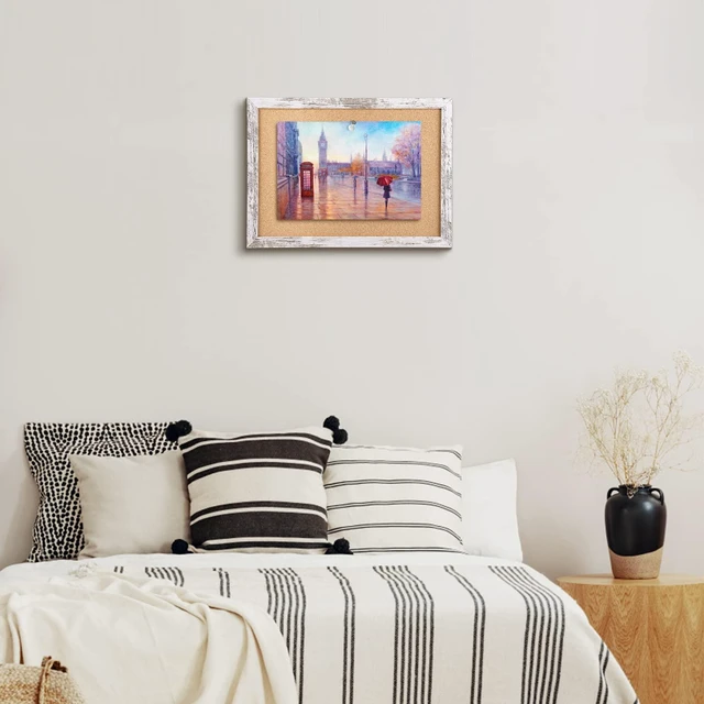 Alt view image 3 of 5 - Cork Board Bulletin Board 11.8x8.6Inches Mini Decorative Hanging Framed Pin Board Vision Board with Wooden Frame for School Home Office (2230,WH,1p)