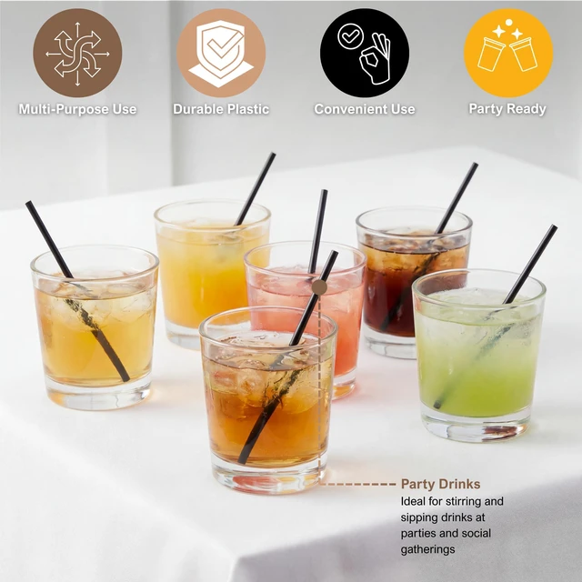 Alt view image 4 of 7 - PAMI Black Plastic Stir Straws 5in, Disposable Coffee Stirrers, 1000 Count
